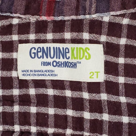 Genuine Kids from OSHKOSH Long Sleeve Red & Blue Plaid Button Down Shirt 2T - Picture 2 of 4
